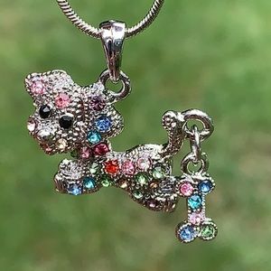 New Necklace with crystal Dog with Bone charm
